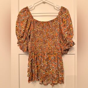 mittoshop Coral Floral Smocked Dress